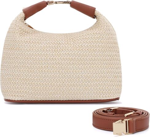 SUKUTU حقيبة القش للنساء الصيف حقيبة كتف الشاطئ عطلة المنسوجة Crossbody محفظة صغيرة مقبض علوي حقيبة يد in Kuwait