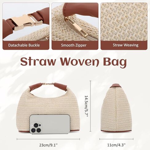 SUKUTU حقيبة القش للنساء الصيف حقيبة كتف الشاطئ عطلة المنسوجة Crossbody محفظة صغيرة مقبض علوي حقيبة يد in Kuwait