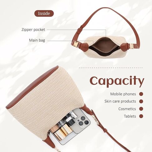 SUKUTU حقيبة القش للنساء الصيف حقيبة كتف الشاطئ عطلة المنسوجة Crossbody محفظة صغيرة مقبض علوي حقيبة يد in Kuwait