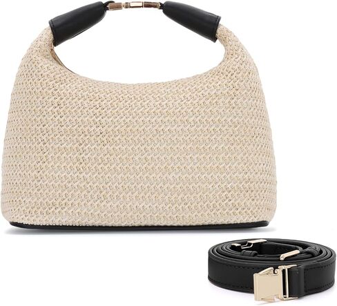 SUKUTU حقيبة القش للنساء الصيف حقيبة كتف الشاطئ عطلة المنسوجة Crossbody محفظة صغيرة مقبض علوي حقيبة يد in Kuwait