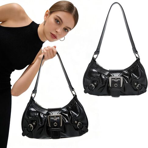 محافظ Y2k للنساء، حقيبة يد كلاسيكية بإبزيم Goth Punk Y2k، مجموعة مجوهرات ومشابك شعر، حقيبة كتف Emo للنساء in Kuwait