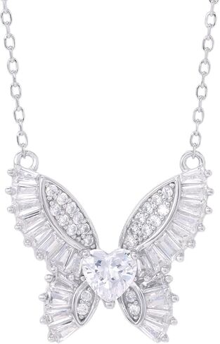 Butterfly Cubic Zirconia Necklace in Sterling Silver for Women in Kuwait