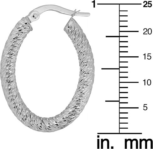Kooljewelry 14k White Gold Diamond-cut Twist Oval Hoop Earrings in Saudi Arabia