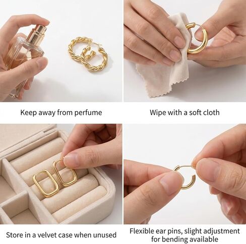 Gmai 9 Pairs 14K Gold Hoop Earrings for Women Gold Plated Brass Chunky Huggie Earrings,Nickel-Free Lightweight Multi-Styles for Daily Wear, Dates, Parties, Casual, Holidays, Birthdays in Kuwait