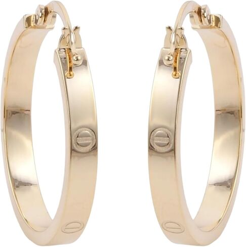Italian Hoop Earrings for Women 18k Yellow Gold 3.2gm Jewelry Wedding Birthday Gifts for Her in Kuwait