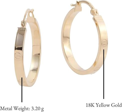 Italian Hoop Earrings for Women 18k Yellow Gold 3.2gm Jewelry Wedding Birthday Gifts for Her in Kuwait