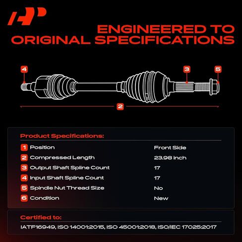 A-Premium CV Axle Shaft Assembly Compatible with Honda & Isuzu Models - Passport, Amigo, Rodeo, Rodeo Sport, 1998-2001, 4WD Only, with Inboard Housing - Front Left or Right in Saudi Arabia