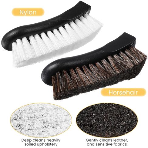 مجموعة فرش تنظيف المفروشات المكونة من 4 قطع، فرشاة تنجيد السيارة بشعر الحصان وشعيرات النايلون للجلد والسجاد والأريكة والقوارب والتفاصيل الداخلية للسيارات in Kuwait