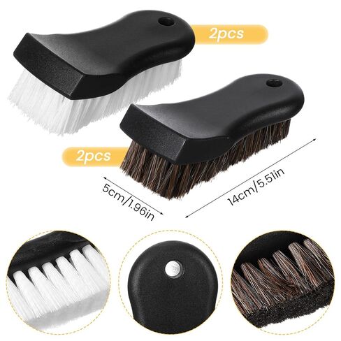 مجموعة فرش تنظيف المفروشات المكونة من 4 قطع، فرشاة تنجيد السيارة بشعر الحصان وشعيرات النايلون للجلد والسجاد والأريكة والقوارب والتفاصيل الداخلية للسيارات in Kuwait