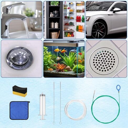 أداة تنظيف فتحة السقف التلقائية بطول 118 بوصة منظف الأسلاك المرنة مع فرشاة مستقيمة وخرطوم جلدي ومنشفة إسفنجية لتنظيف فتحة سقف السيارة وفتحة ممسحة الزجاج الأمامي in Kuwait