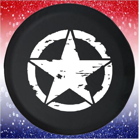Military Star WW2 Black Spare Tire Cover 28-29 Inch for Jeep Wrangler RV SUV Camper Trailer - Waterproof Dustproof UV Resistant in Saudi Arabia
