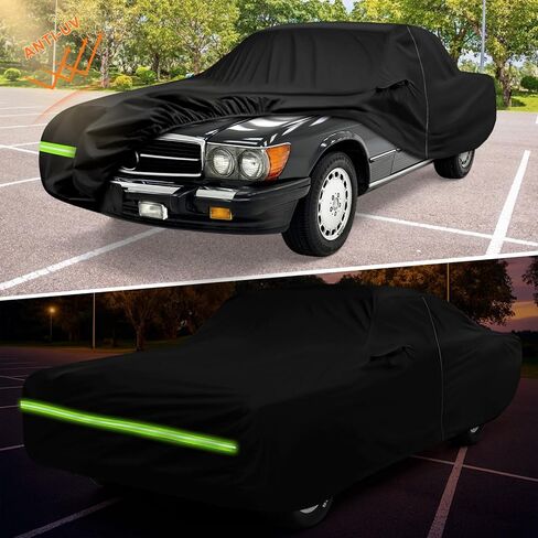 غطاء سيارة Kistrba متوافق مع 1981-2002 Mercedes Benz SL-Class 280SL 300SL 320SL 380SL 500SL 560SL 600SL 2 باب كوبيه/رودستر، مناسب حسب الطلب 420D شديد التحمل أكسفورد لجميع الأحوال الجوية غطاء سيارة كامل (أسود) in Saudi Arabia