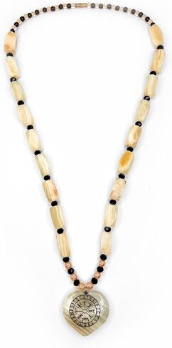 Generic IA Handicraft Viking Necklace for Men & women pure onyx green stone Viking Necklace Norse Viking Jewelry Gifts for Men Women, viking compass Wooden box included in Saudi Arabia