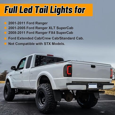 مصابيح خلفية LED كاملة متوافقة مع إشارة الانعطاف Ford Ranger 2001-2011، ضوء الفرامل، مجموعة الضوء الخلفي العكسي المدخن in Kuwait