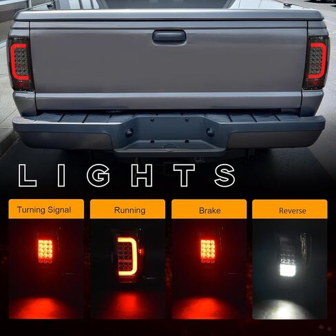 مصابيح خلفية LED كاملة متوافقة مع إشارة الانعطاف Ford Ranger 2001-2011، ضوء الفرامل، مجموعة الضوء الخلفي العكسي المدخن in Kuwait