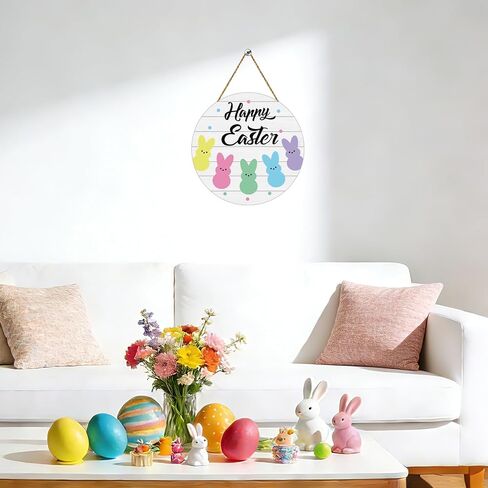 YUNKKIN إكليل عيد الفصح سعيد عيد الفصح ديكورات الباب لطيف الأرنب شنقا علامة الأرنب جدار ديكور اكاليل خشبية لباب أمامي شماعات لجدار الشرفة ديكور المنزل الداخلي in Saudi Arabia