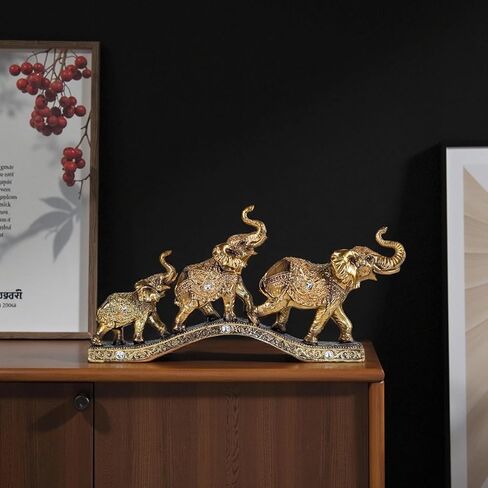 Elegant Golden Elephant Home Sculpture for Shelf, Desk, Mantel - Symbol of Love, Perfect Wedding in Saudi Arabia