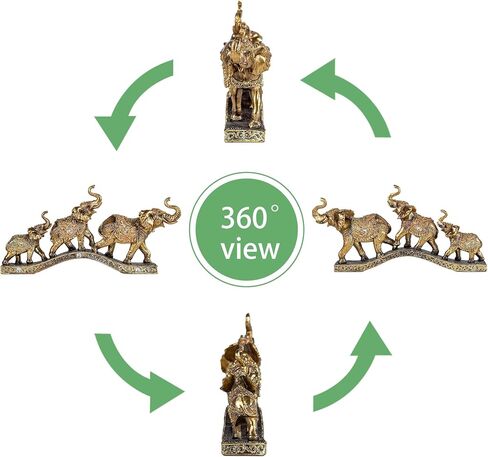 Elegant Golden Elephant Home Sculpture for Shelf, Desk, Mantel - Symbol of Love, Perfect Wedding in Saudi Arabia