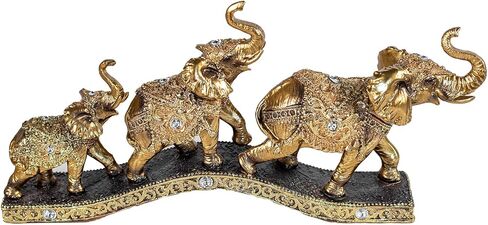 Elegant Golden Elephant Home Sculpture for Shelf, Desk, Mantel - Symbol of Love, Perfect Wedding in Saudi Arabia