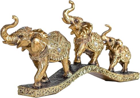 Elegant Golden Elephant Home Sculpture for Shelf, Desk, Mantel - Symbol of Love, Perfect Wedding in Saudi Arabia