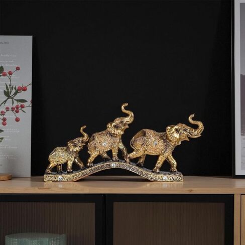 Elegant Golden Elephant Home Sculpture for Shelf, Desk, Mantel - Symbol of Love, Perfect Wedding in Saudi Arabia
