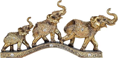 Elegant Golden Elephant Home Sculpture for Shelf, Desk, Mantel - Symbol of Love, Perfect Wedding in Saudi Arabia