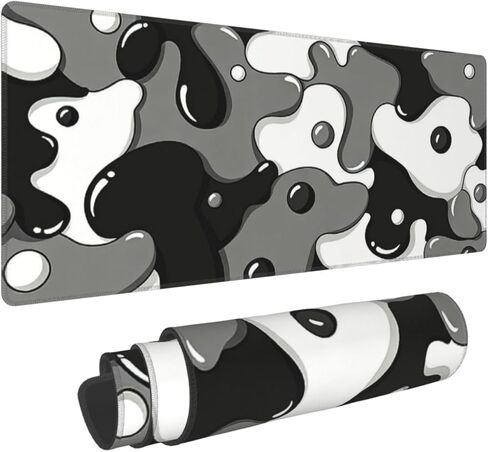 Black White Gray Large Gaming Mouse Pad, Long Extended Full Mouse Mat Desk Pad for Top Keyboard Table, Aesthetic Cute Big Stitched XL Mousepad Gifts for Women Office Decor, 31.5 * 11.8 in in Saudi Arabia