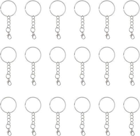 50 Pcs Keychain with Chain Lobster Clasp Ring Split Rings 25 mm for Women DIY Jewelry Making Supplies Craft Project (Silver) in Saudi Arabia