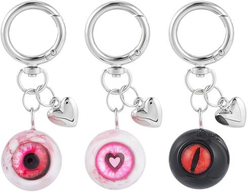 PH PandaHall 3pcs Horror Eyeball Keychain Gothic Keyring Heart Eyes Key Chains Goth Bag Charms Red Black Eyeballs Keychains for Women Men Car Keys Accessory Handbag Purse Backpack Holidays Decor in Saudi Arabia