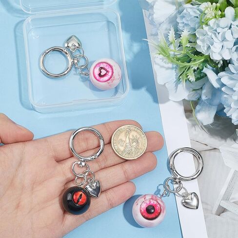 PH PandaHall 3pcs Horror Eyeball Keychain Gothic Keyring Heart Eyes Key Chains Goth Bag Charms Red Black Eyeballs Keychains for Women Men Car Keys Accessory Handbag Purse Backpack Holidays Decor in Saudi Arabia