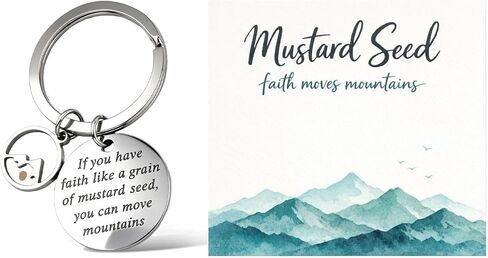Mustard Seed Keychain Faith Bag Charm Inspirational Gift for Women Faith Moves Mountains Mustard Seed Jewelry Gift in Kuwait