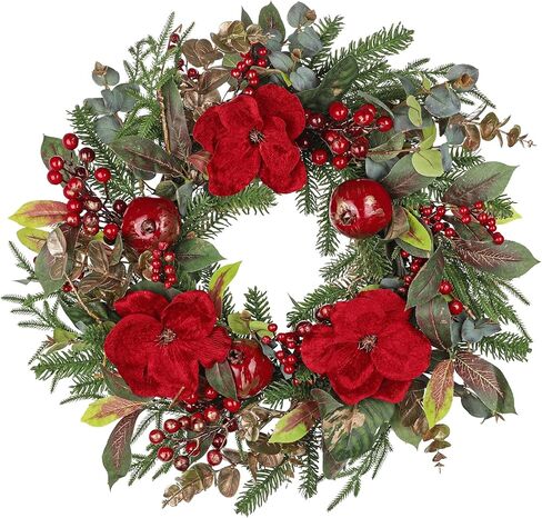 Briful 26" Teal & Green Front Door Wreath, Luxury Coastal Floral Wreath with Gold Accents, Modern Year Round Porch & Entryway Decor in Saudi Arabia