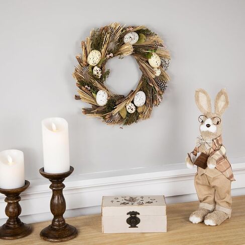Northlight Speckled Eggs and Feathers Artificial Small Earthy Easter Wreath - 14" in Kuwait