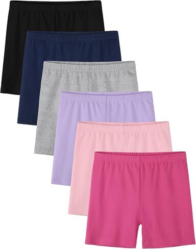6 Pack Girls Bike Shorts Cartwheel Toddler Under Dress Dance Multicolor Kids Shorts Summer Clothes in Saudi Arabia