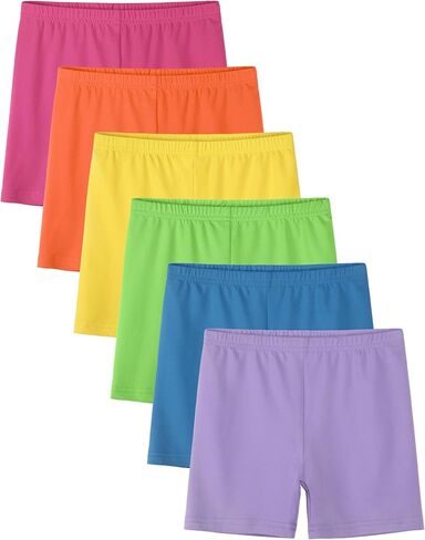6 Pack Girls Bike Shorts Cartwheel Toddler Under Dress Dance Multicolor Kids Shorts Summer Clothes in Saudi Arabia