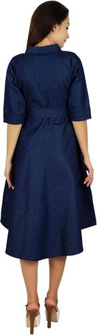 Bimba Womens Blue Denim Chambray Casual Shift Dress Summer Dresses in Saudi Arabia
