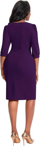 Runwind Church Dresses for Women|3/4 Sleeve Ruched Bodycon Pencil Dress Work Office Business Midi Sheath Dress in Saudi Arabia