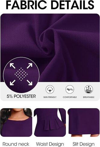 Runwind Church Dresses for Women|3/4 Sleeve Ruched Bodycon Pencil Dress Work Office Business Midi Sheath Dress in Saudi Arabia