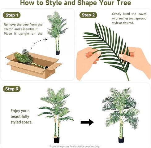 5FT Faux Golden Palm Tree in Black Pot, No-Maintenance Artificial Areca Palm for Balcony & Patio, Compact Tropical Greenery for Small Spaces, Home Office Decor, UV-Resistant in Saudi Arabia