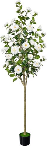 4Ft Artificial Camellia Tree 1 Pack Artificial Plants with Red Flower Pots Faux Camellia Plant for Indoor Outdoor Front Door Patio Christmas Home Decor in Saudi Arabia