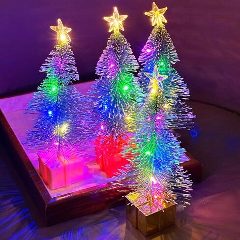 1pcs Artificial Christmas Tree Desktop Ornaments Christmas Tree Light New Year Party Decoration Gift,17.5 * 8cm (Pink) in Saudi Arabia