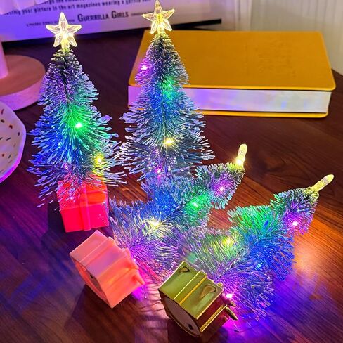 1pcs Artificial Christmas Tree Desktop Ornaments Christmas Tree Light New Year Party Decoration Gift,17.5 * 8cm (Pink) in Saudi Arabia