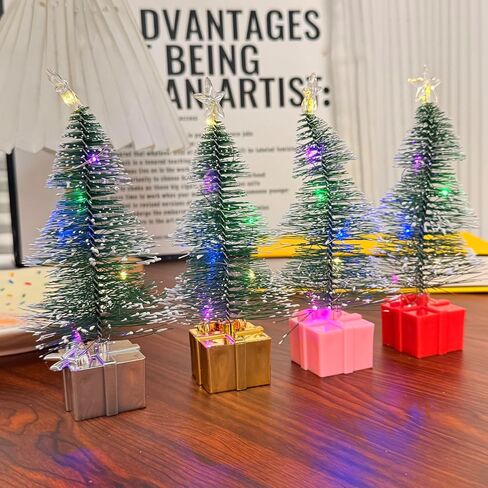 1pcs Artificial Christmas Tree Desktop Ornaments Christmas Tree Light New Year Party Decoration Gift,17.5 * 8cm (Pink) in Saudi Arabia