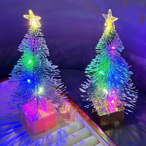 1pcs Artificial Christmas Tree Desktop Ornaments Christmas Tree Light New Year Party Decoration Gift,17.5 * 8cm (Pink) in Saudi Arabia