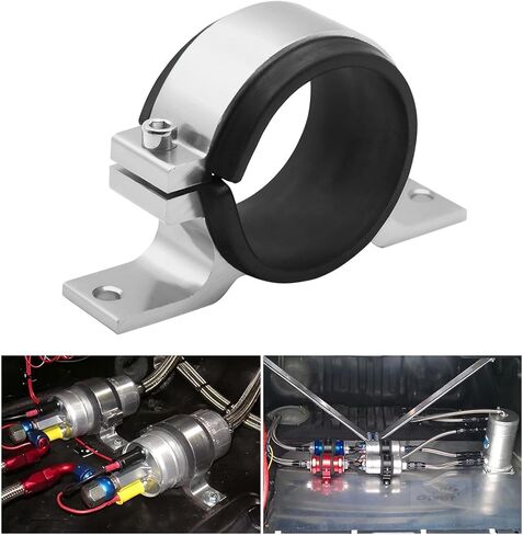 AUCELI Fuel Filter Mounting Bracket, 50mm Fuel Pump Clamp Bundle Holder, Aluminium Alloy Fuel Filter Mounting Cradle with Rubber Inner Ring, Universal Fuel Pump Bracket Car Accessories in Saudi Arabia