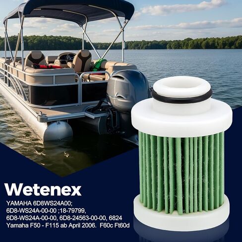 Yamaha Primary Fuel Filter Element, #6D8-WS24A-00-00 6D8WS24A00 6D8-24563-00-00 6824 18-79799 for 4 Stroke 25-135 HP Outboard Motors in Kuwait