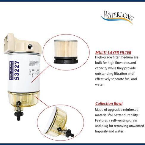 S3227 Fuel Filter Water Separator element Replacement for Mercury Marine Outboards Replaces# S3227, 320R, 490R-RAC-01, 18-7948, 9-37882, 18-7922, 18-7922-1 in Saudi Arabia