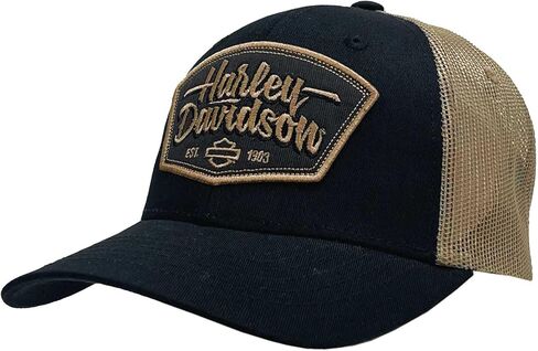 Harley-Davidson Men's Patched Up Snapback Mesh Trucker Hat - Black/Brown in Saudi Arabia