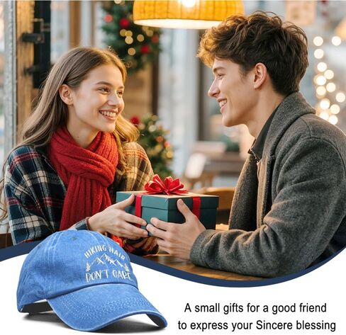 Hiking Hair Don't Care Embroidery Baseball Hats, Adjustable Washed Distressed Sky Blue Ball Cap, Hiking Cap Gifts for Adventure Camping Hiker Lover, Funny Sun Shade Sports Hat for Women Men in Kuwait