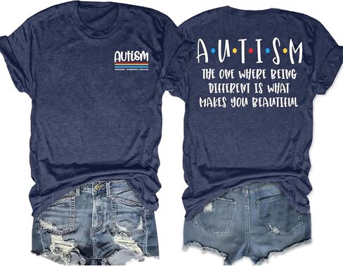 التوحد الوعي قميص المرأة التوحد قبول أمي القمصان الجرافيك الصحة العقلية تي شيرت ملهمة قصيرة الأكمام in Kuwait